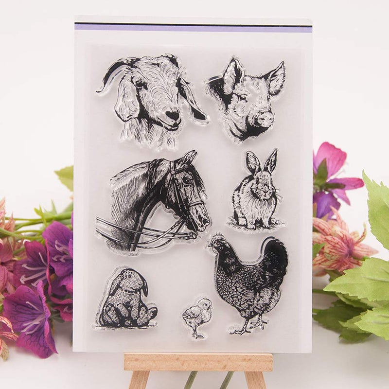 LZBRDY 4.1 by 5.9 Inches Pig Cow Sheep Clear Rubber Stamps for Scrapbooking Card Making Christmas Craft Stamps - Image 2